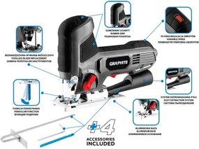 Szúrófűrész 600W 0-45' 1,9Kg + Koff. Graphite