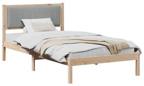 Ágykeret Kárpitozott Fejtámlával Világosszürke 100 x 200 cm