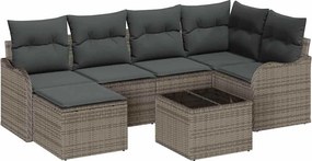 vidaXL Kerti Kanapé Szett párnával 7 pcs Szürke Poli rattan