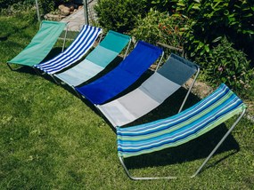 Összecsukható tengerparti napozóágy SAND, szürke csíkos