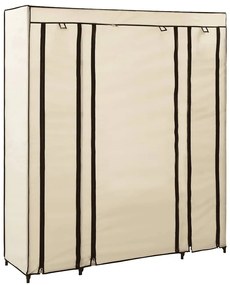 vidaXL krémszínű szövet ruhásszekrény tárolórekeszekkel 150x45x176 cm
