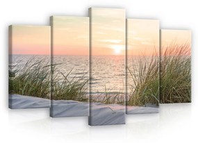Vászonkép 5 darabos, Nádas tenger part a naplementében 100x60 cm méretben