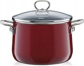 Zománcozott Gáz Indukciós Fazék 6.5L Fedéllel Piros Riess Rosso