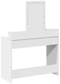 LED világítással ellátott sminkasztal Fehér 100x41x140 cm