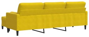 3 személyes sárga bársonykanapé lábtartóval 210 cm