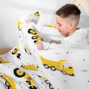 Goldea gyermek krepp ágyneműhuzat - kotrógépek és építkezési eszközök 140 x 200 és 70 x 90 cm