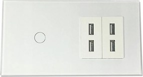 Üveg Érintőkapcsoló És Töltő 4x Usb 2.4A Aljzat
