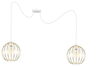 Csillár zsinóron MATT 2xE27/60W/230V pók fehér/arany