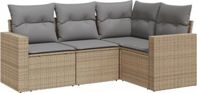 vidaXL 4 részes bézs polyrattan kerti ülőgarnitúra párnákkal