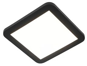 Mennyezeti lámpa fekete 22,5 cm négyzet alakú, beépített LED-del, 3 fokozatú fényerő-szabályzóval, IP44 - Steve