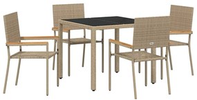 vidaXL Kert étkező szett 5 pcs Bézs polirattan