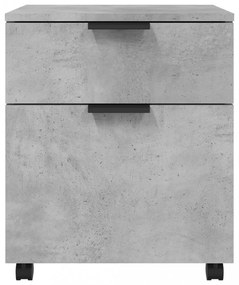 betonszürke szerelt fa mobil iratszekrény kerekekkel 45x38x45cm
