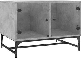 vidaXL betonszürke dohányzóasztal üvegajtókkal 68,5 x 50 x 50 cm