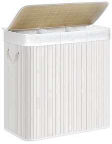 Bambusz kosár szennyestartó 3 rekeszes 3x50L, fehér