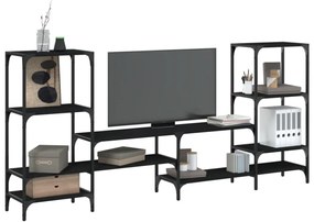 fekete szerelt fa TV-szekrény 206,5x28,5x95 cm