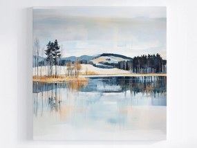 Poszter Tájkép Tél Hó Hegyek Tó Tájkép 80x80
