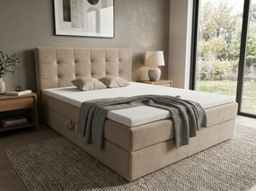 Kárpitozott boxspring ágy DIRELIS TRINITY 140x200 cm bézs Matrac: Bonell rugós matrac