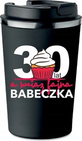 Prémium Termo Bögre fekete Születésnap 30 éves Muffin Női Ajándék Kt_