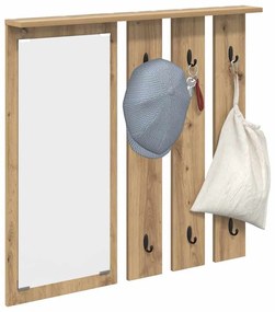 Fali Kabáthorog tükörrel kézműves tölgy 84 x 10 x 80 cm Faanyag