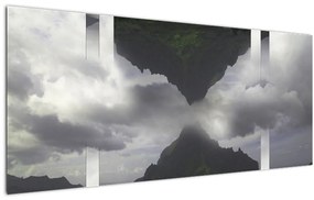 Kép - Hegyek Izlandon, geometrikus kollázs (120x50 cm)