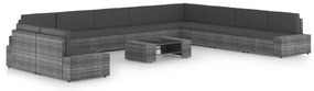 vidaXL 11 részes szürke polyrattan kerti ülőgarnitúra párnákkal