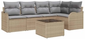 vidaXL Kerti Kanapé Szett párnával 6 pcs Bézs Poli rattan