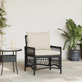 Kerti Szék Párnákkal Fekete 60x70x78 cm Poli Rattan