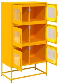 Highboard Mustársárga 68x39x123 cm Acél