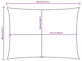bézs téglalap alakú oxford-szövet napvitorla 3 x 4,5 m
