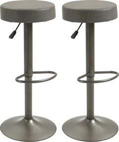 HOMCOM 2 db Bárszék Lábpihentetővel, Forgós Konyhai Székek Állítható Magassággal, 35x36x64-85cm, Puhas Szürke | Aosom