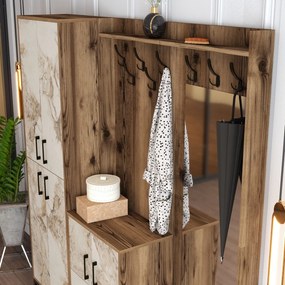Előszobafal Berlin ABC - Walnut, White Marble