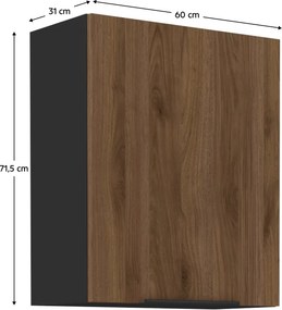 Felső szekrény, okapi dió/fekete, MENZO 60 G-72 1F