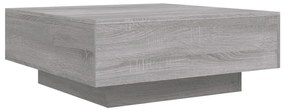 szürke sonoma színű dohányzóasztal LED-lámpákkal 80x80x31 cm