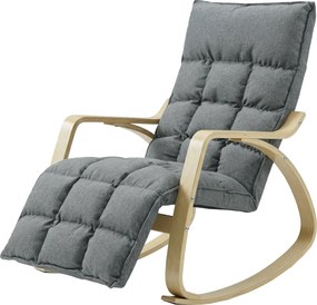 HOMCOM hintáztatható relaxfotel 5 pozíciós lábtartóval, magas háttámlával, lenhatású kárpittal — szürke | Aosom