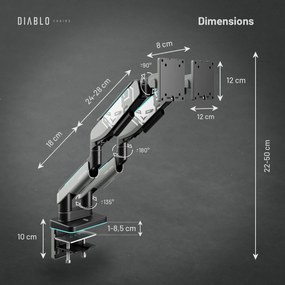 Képernyőállvány két 49 hüvelykes monitorhoz, szürke-fekete RGB X-Arm Dual