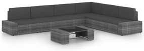 vidaXL 7 részes szürke polyrattan kerti ülőgarnitúra párnákkal
