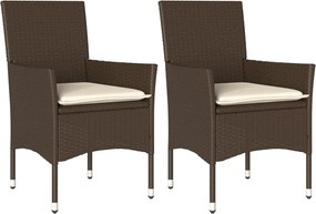 vidaXL 2 db barna polyrattan kerti szék párnával