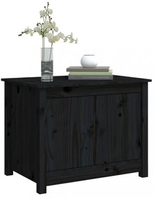 fekete tömör fenyőfa dohányzóasztal 71 x 49 x 55 cm