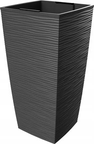 Aurora kis virágtartó betéttel Sötétszürke, vízszintesen bordázott 23x23x46cm