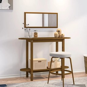 Mézbarna tömör fenyőfa tálalóasztal 110x40x80 cm