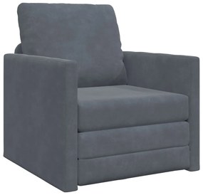 vidaXL Egyszemélyes Átalakítható Padló Kanapé Bársonyos 74x77x81 cm Sötétszürke
