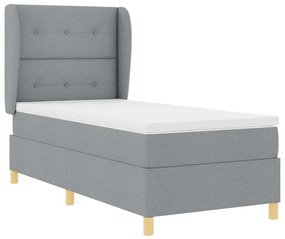 Box Spring Ágy Matrac nélkül - Világosszürke, 90x200 cm, Szövet