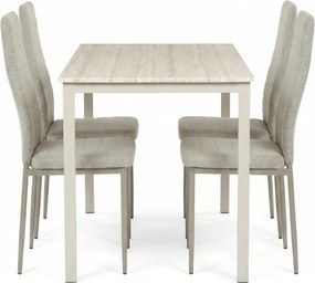 4 személyes étkezőszett szürke székekkel, travertin asztallal, asztal méret: 110x70x75cm, ASE-1039 CRM2