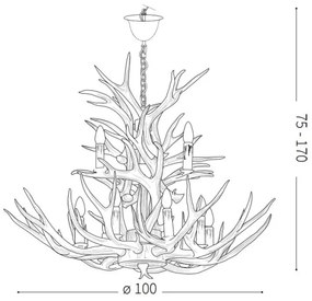 Ideal Lux - CHALET lógólámpa 12xE14/40W/230V láncon, szarvasagancs dizájn