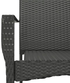 9 részes fekete polyrattan kerti étkezőgarnitúra párnákkal