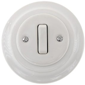 Bohemia-Design - Porcelán retro egygombos csengőkapcsoló kerettel, fehér