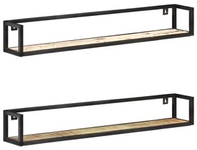 2 db tömör újrahasznosított fa fali polc 120 cm