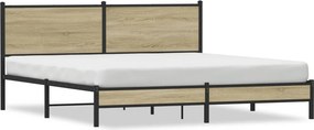 vidaXL sonoma tölgy színű fém ágykeret matrac nélkül 183 x 213 cm