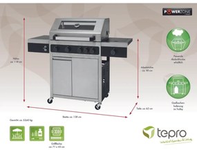 Tepro 3315 Keansburg 4 Special Edition gázgrill, 4égővel, 138 x 62 x 118 cm