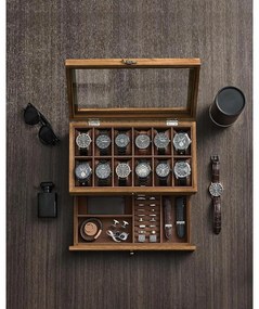 12 rekeszes óratartó doboz rusztikus dió színben